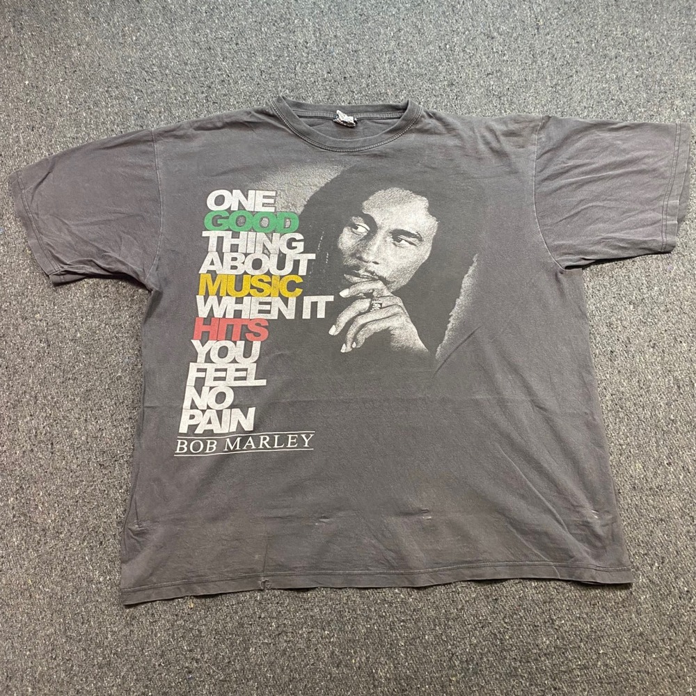 Phat Doc Bob Marley TShirt Sz 3XL Mens Grey Grunge Distressed Music Quote Reggae